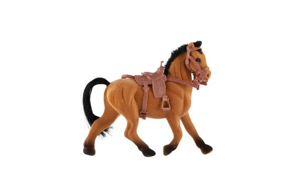 Paard met zadel 15 cm 2 kleuren in zak 16x24 cm