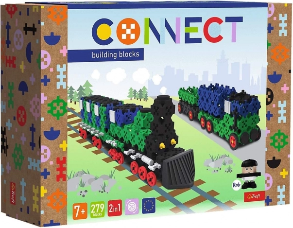 Bouwset TREFL Klocki Connect – trein en vrachtwagen L