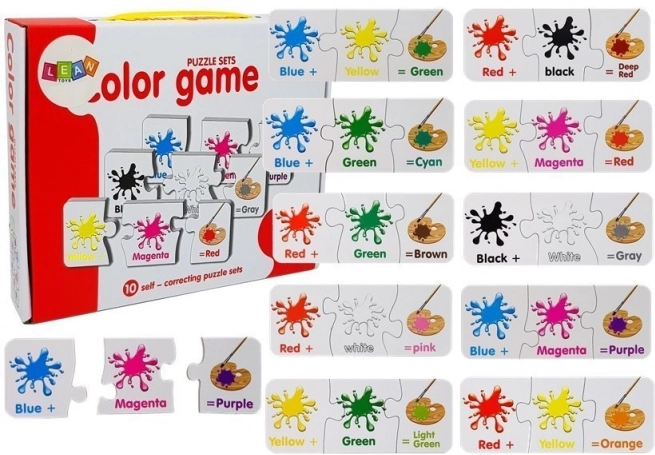 Educatieve puzzel kleuren in het Engels – 10 combinaties