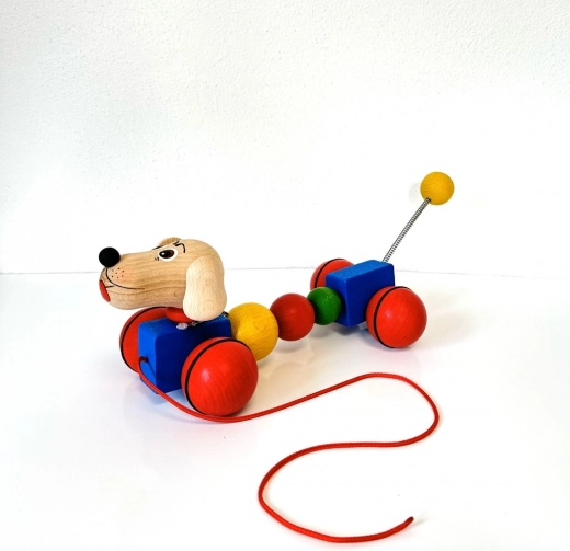 Houten trek-hond Teckel