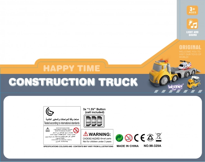 Gele sleepwagen WOOPIE City Truck met licht- en geluidseffecten