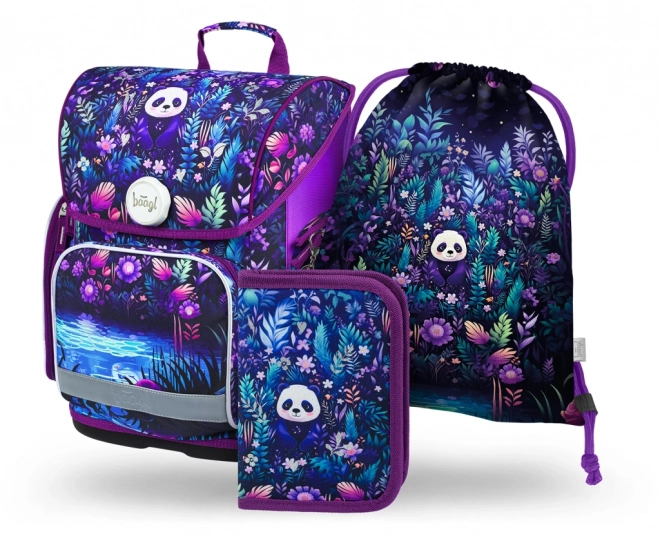 BAAGL 3 SET Ergo Jungle Panda: schooltas, etui, zakje