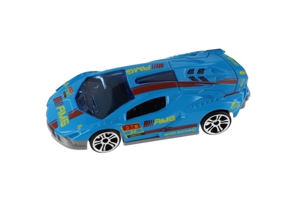 Auto sport 6st metalen/kunststof 8cm met vrije loop in doosje 10,5x27,5x4cm