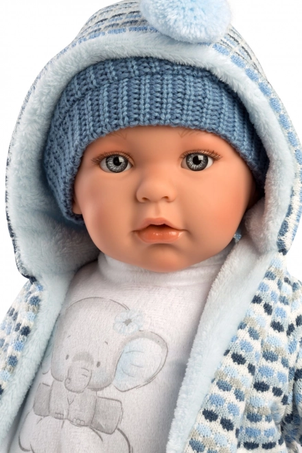 Llorens 42405 BABY ENZO - realistische pop met geluiden en zacht stoffen lichaam - 42 cm