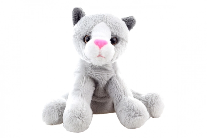 Pluchen kat grijs 15 cm