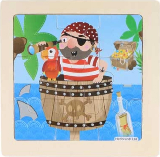Houten puzzel piraten 9 stukken