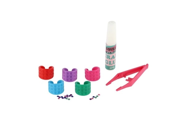 Creatieve ringen set van kunststof in doosje 12x21x3,5cm 12 stuks in doos