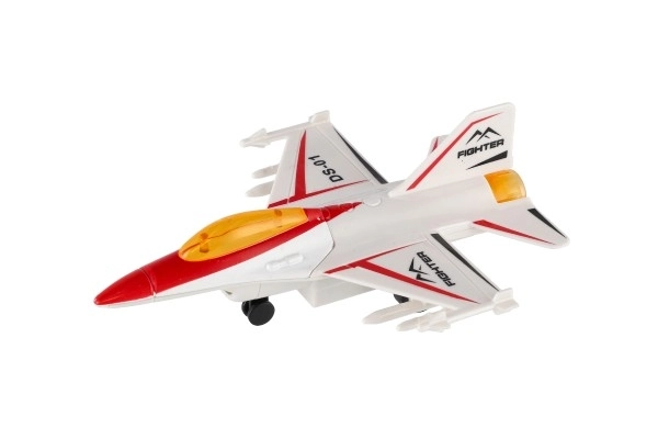 Metalen en plastic jager met terugtrekmechanisme 16 cm - set van vier kleurrijke vliegtuigen