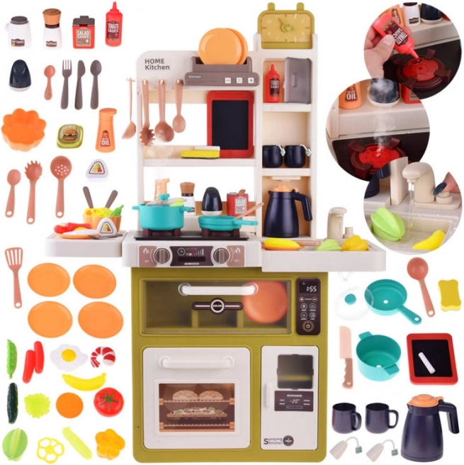 Kinderkeukentje met stoom, stromend water en 49 accessoires