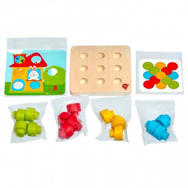 Lucy & Leo Kleurrijke mozaïek - houten spel met grote pinnen en sjablonen