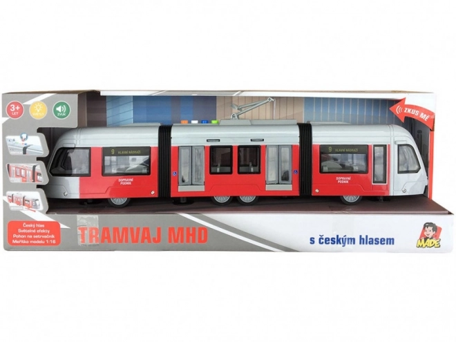 Tram met echte aankondigingen