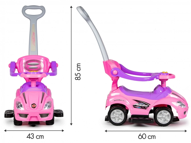 ECOTOYS Loopwagen met geluiden en stuurstang Auto roze