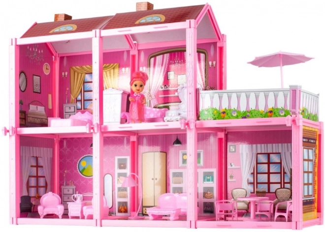 Villa voor poppen inclusief pop om in elkaar te zetten
