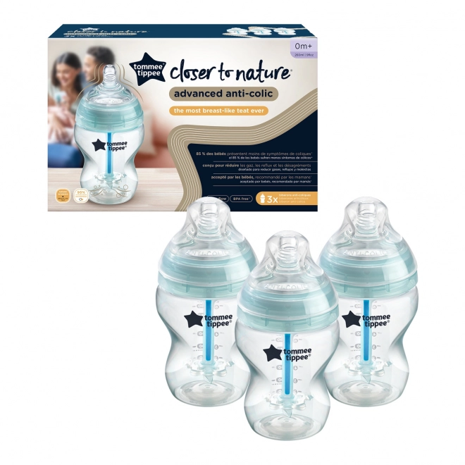 Set van geavanceerde ANTI-COLIC babyflessen, 260 ml, 3 stuks