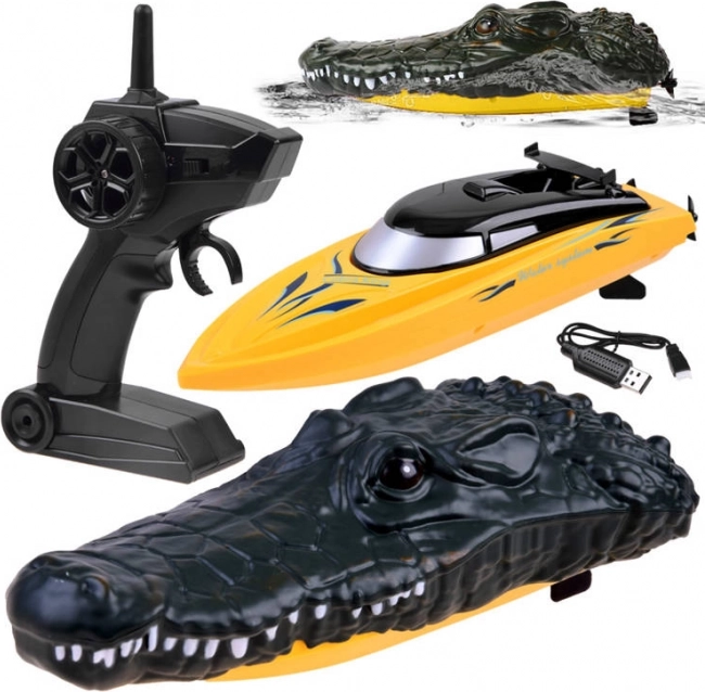 RC-boot 2-in-1 met afdekking van krokodillenkop op afstandsbediening – Krokodil