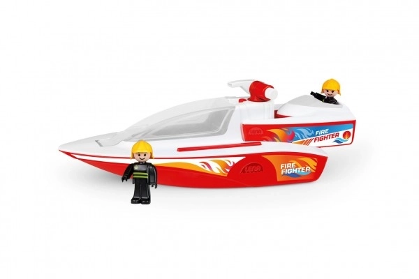 Brandweerboot met sproeifunctie en bootje Boaties met figuurtjes