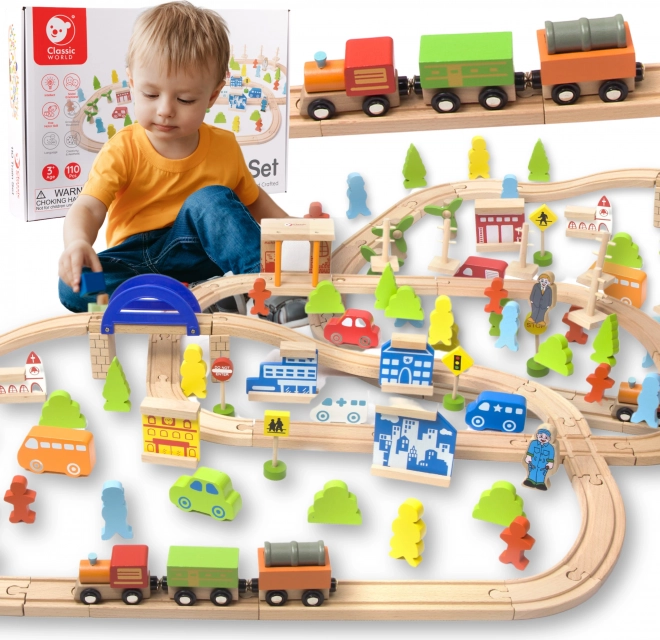 houten treinbaan 110-delig CLASSIC WORLD