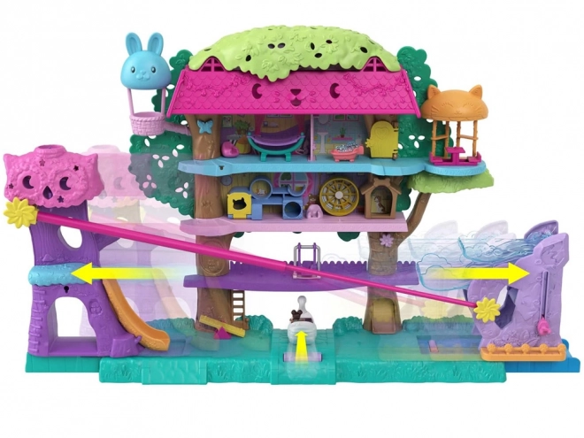 Polly Pocket Set figuren Dierenavontuur Boomhut