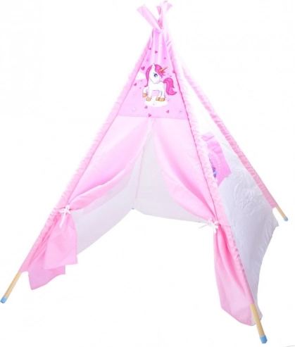 Roze kindertipi met eenhoorn