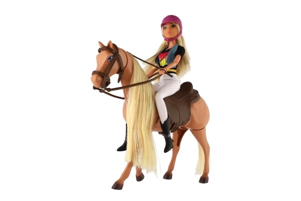 Paard borstel + pop jockey Anlily scharnierend plastic met accessoires in doos 32x36x11cm