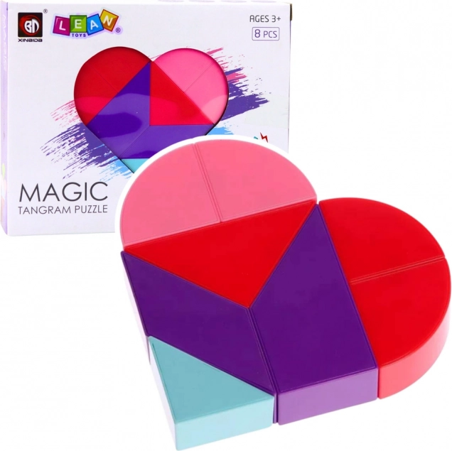 Magnetische tangramblokjes – hart, 8 stukjes