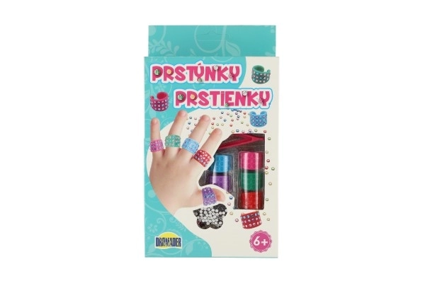 Creatieve ringen set van kunststof in doosje 12x21x3,5cm 12 stuks in doos