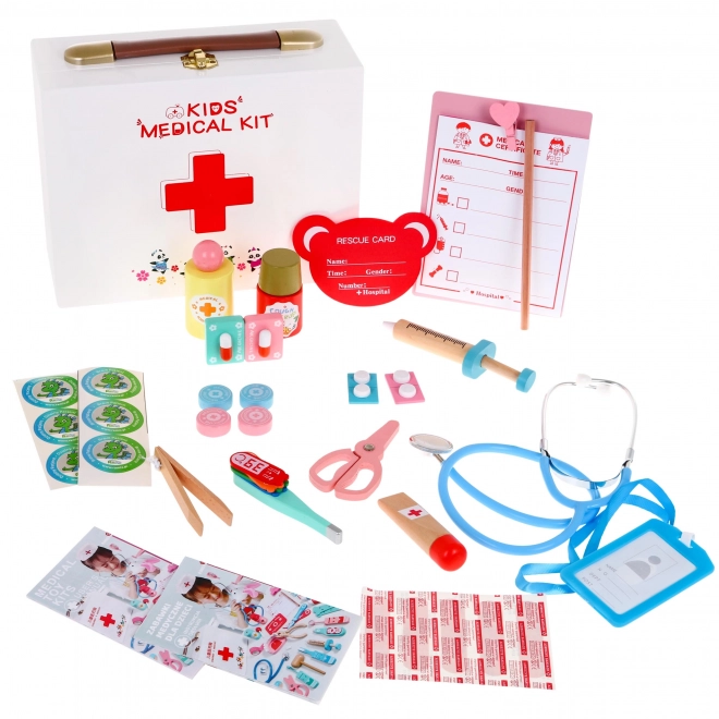 Houten Dokterset + educatieve brochures + stickers "Dappere patiënt" - 30 stuks