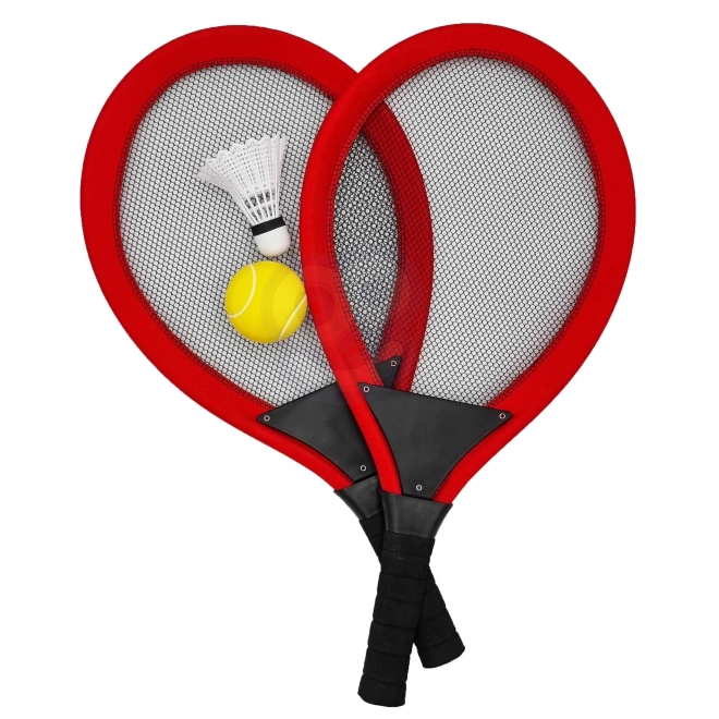 Grote rackets voor tennis en badminton voor kinderen set met bal en korfje