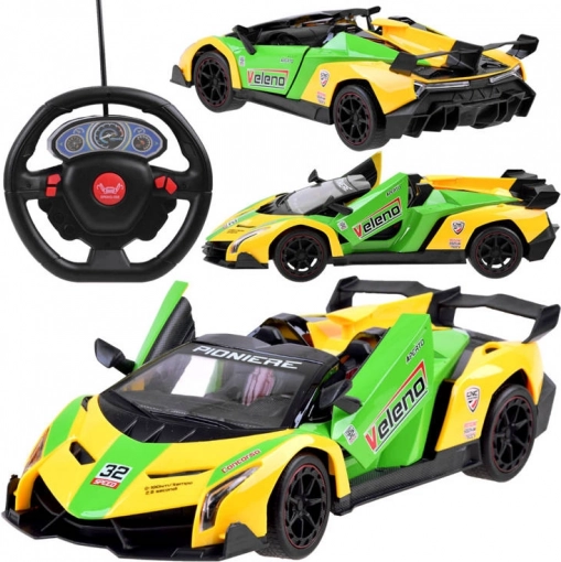 RC sportauto met opengaande deuren en stuurcontroller – Geel