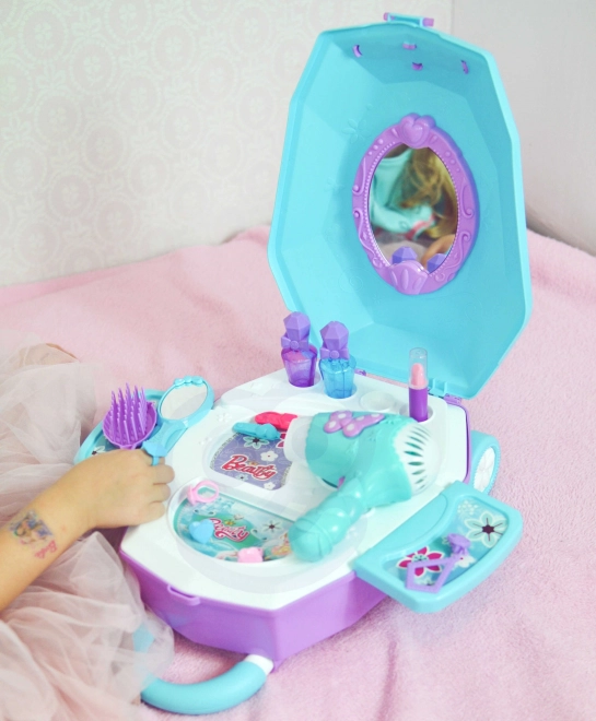Kaptafel voor meisjes 2-in-1 Mooie salon WOOPIE in koffertje