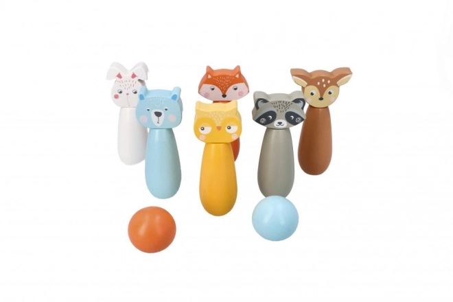 Houten kegels bosdieren