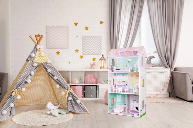 Houten poppenhuis Jagodowa Residence van Ecotoys