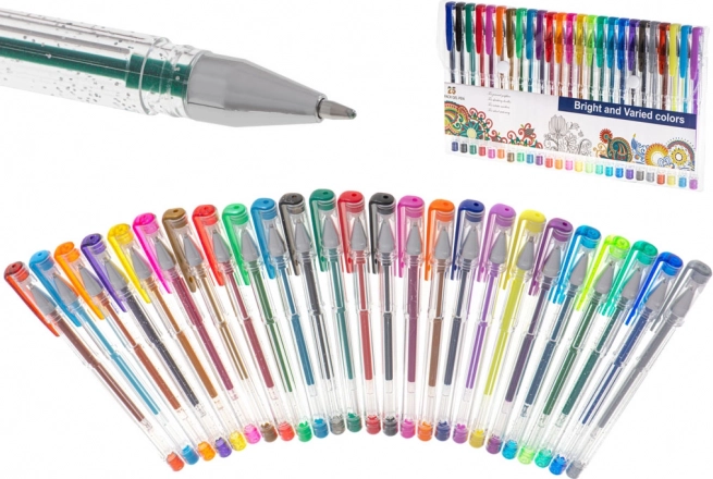 Kleurige gelpennen met glitter set van 25 stuks