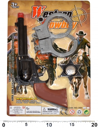 Set voor kleine sheriff – pistool, handboeien en badge (22 cm)