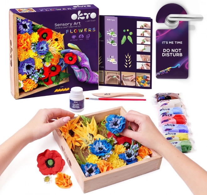 OKTO FREEDOM Kunstzinnige modelleer set DIY bloemen met houten frame 21x21 cm