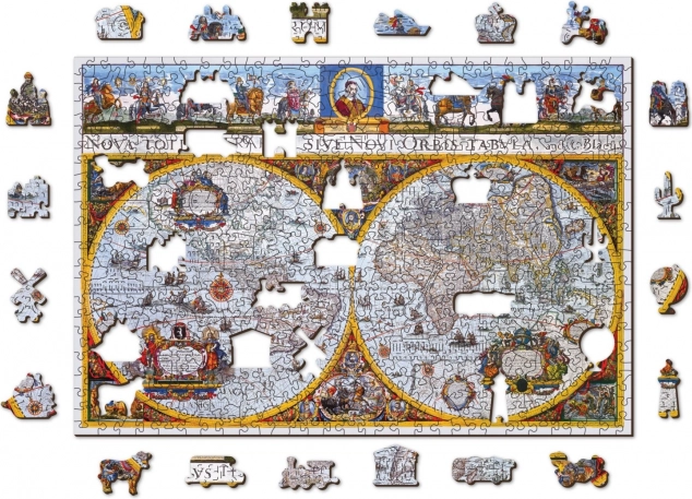 Houten puzzel Antieke kaart 2-in-1
