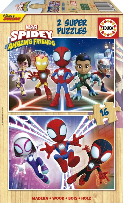 Educa houten puzzels Spidey en zijn geweldige vrienden 2x16 stukjes