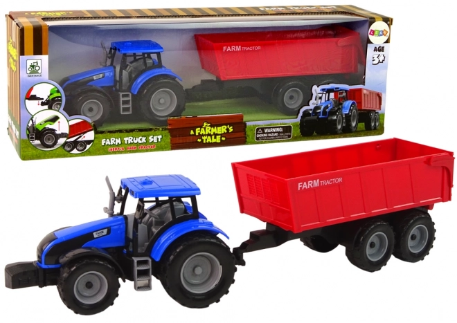 Interactieve tractor met aanhanger - blauw