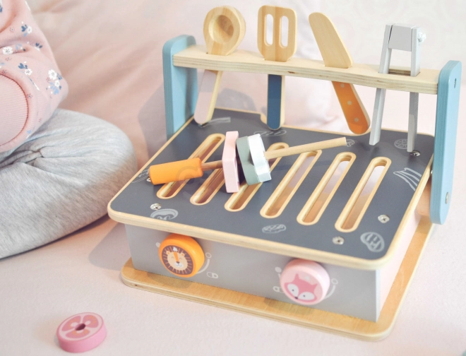 Houten fornuis en grill