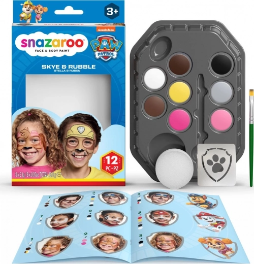 Set van 8 gezichts- en lichaamsverven SNAZAROO – PAW Patrol Skye & Rubble