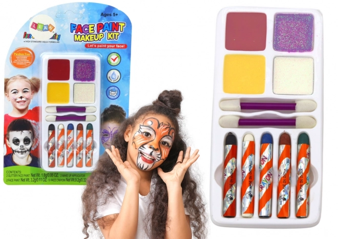 Set voor Gezichtsschilderen Glanzende Krijtjes Kwasten