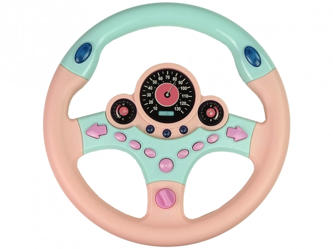 Interactief roze stuurwiel Rijsimulator Geluiden Lichten
