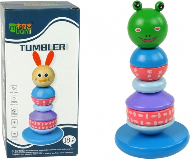 Houten educatieve piramide met kikker