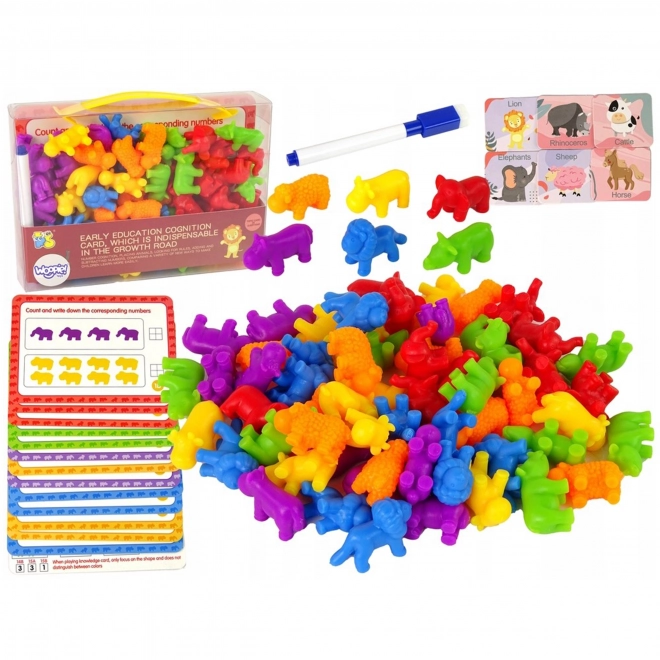 Educatieve Set Montessori Tellen Kleurrijke Dieren 83 stuks