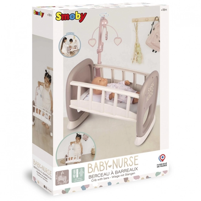 Smoby Baby Nurse wieg met mobiel voor poppen