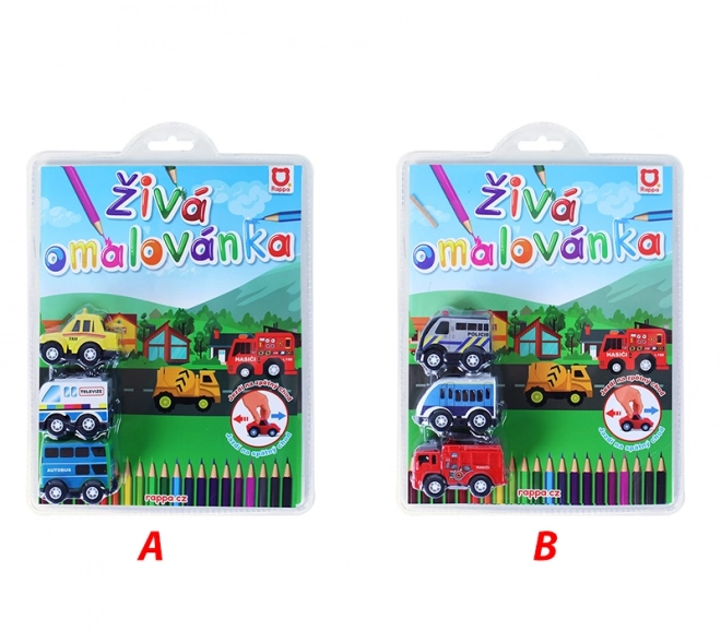 Levende kleurplaat auto's 3 stuks