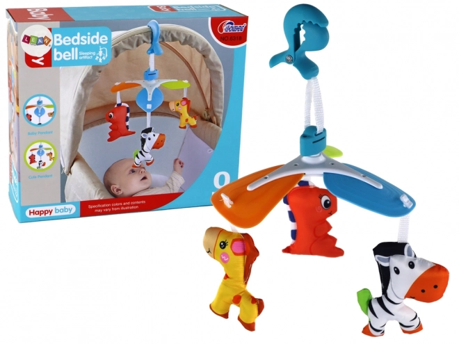 Kleurrijke mobiele voor kinderen met dierenvormige clip