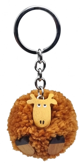 Houten Sleutelhanger Giraffe met Pompon