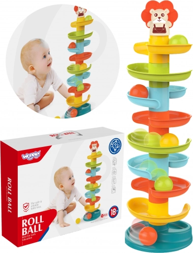 Woopie Baby spiraaltoren met balletjes, 10 delen en 6 ballen