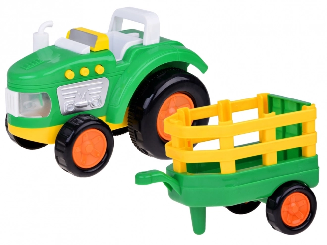Boerentractor met aanhanger en dieren geluid + licht ZA5390